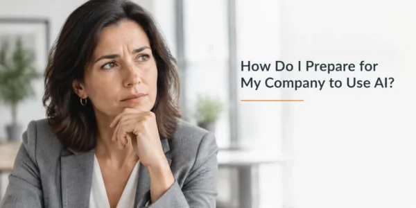Worried business owner considering how to prepare for company AI adoption.