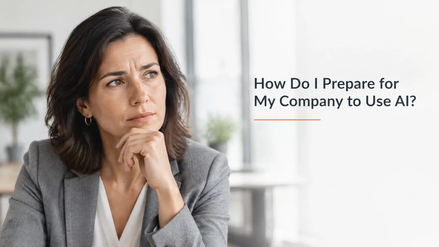 Worried business owner considering how to prepare for company AI adoption.